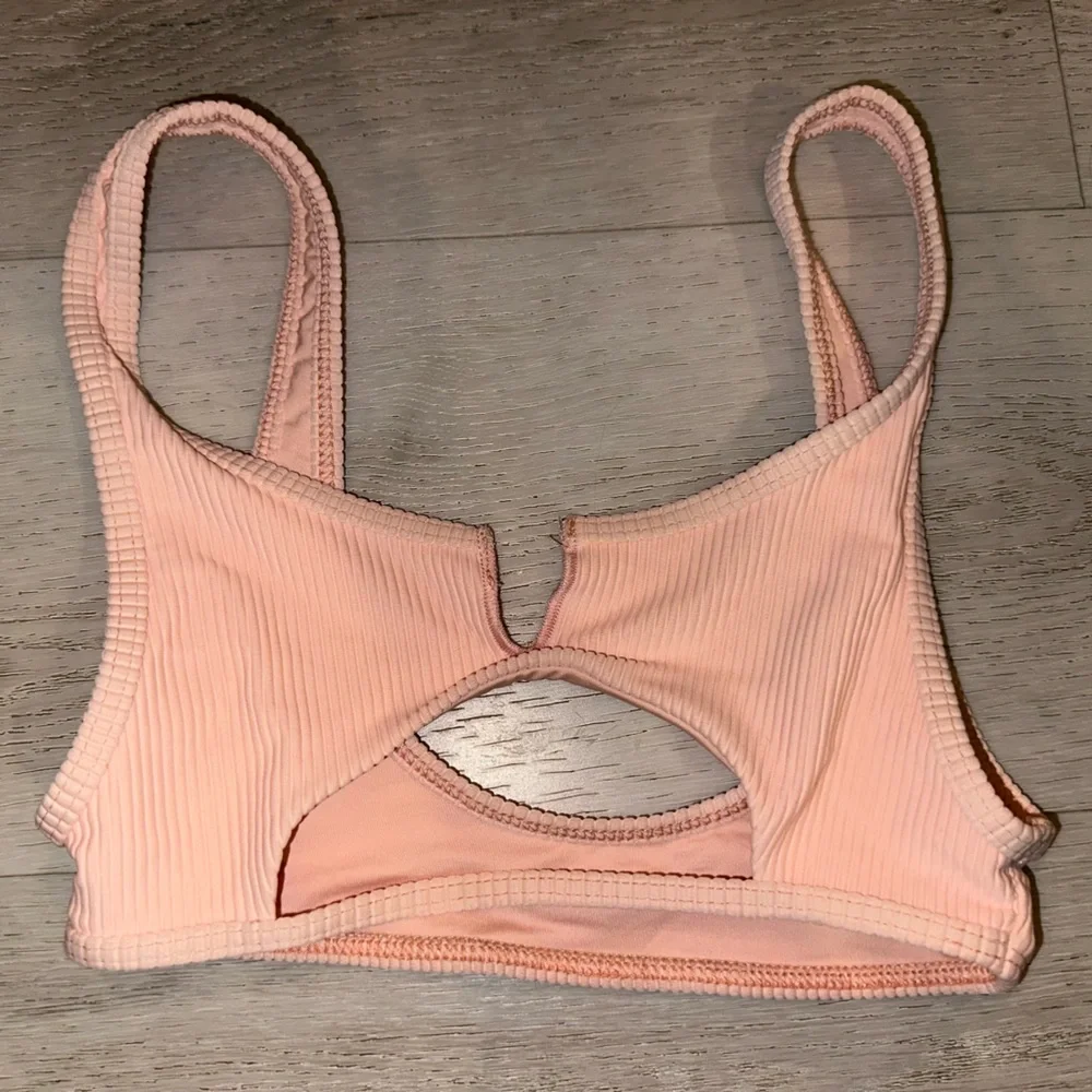 Frankie’s bikinis Ribbed Pastel Peach Cole Top and Bottoms size xs